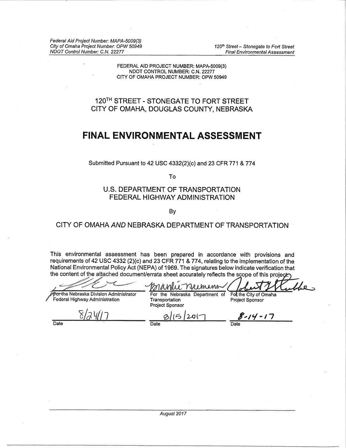 Environmental Assessment document page 2
