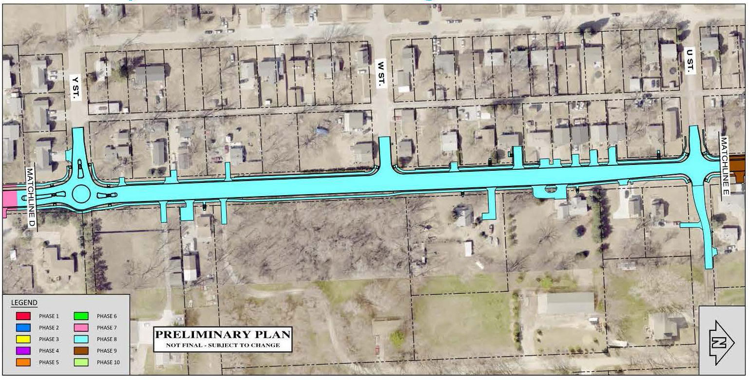Map showing extent of Phase 8 construction along 48th Street.