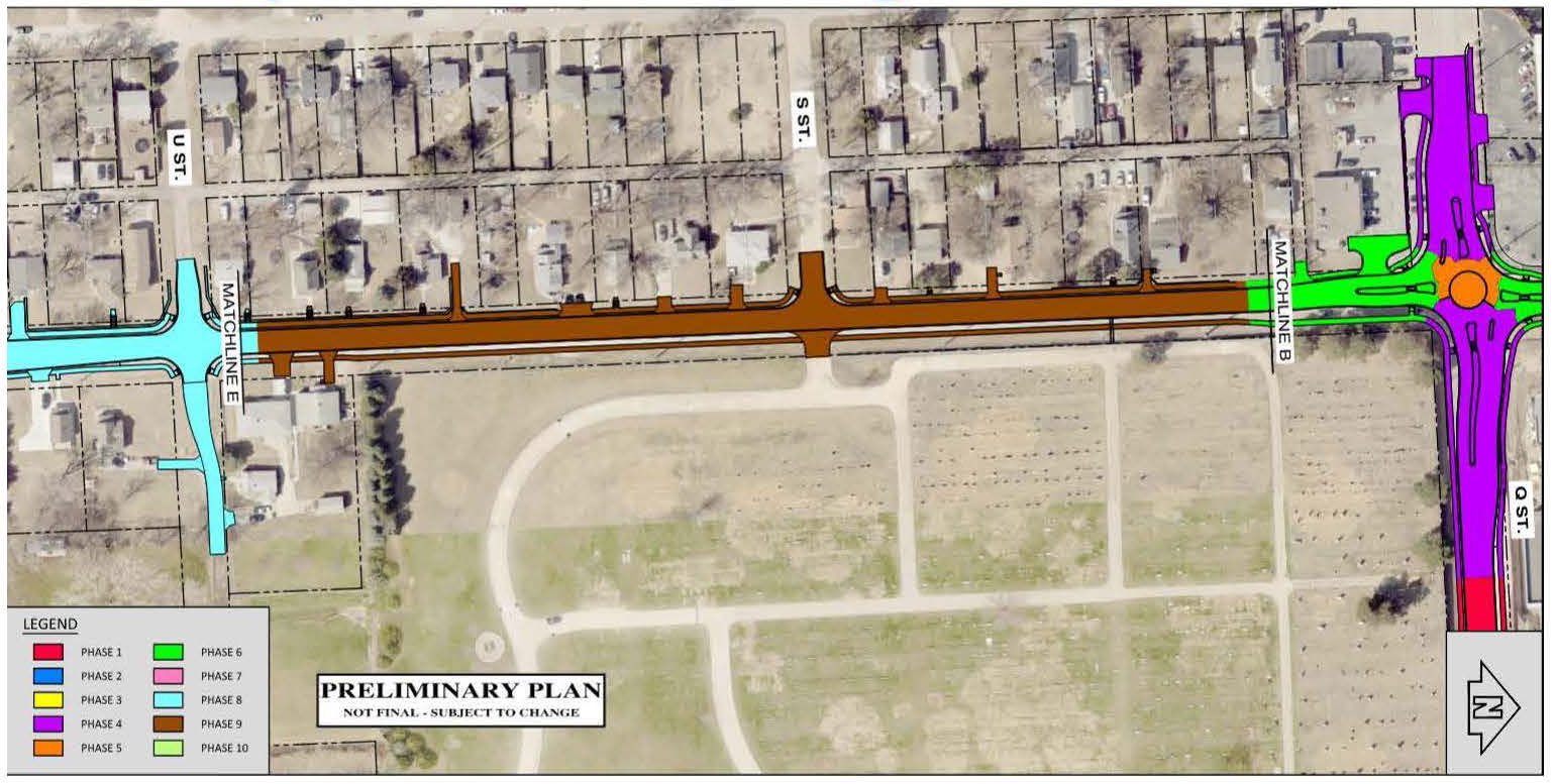 Map showing extent of Phase 9 Construction along 48th Street.